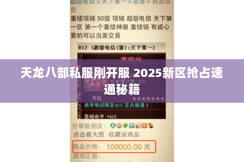 天龙八部私服刚开服 2025新区抢占速通秘籍 天龙八部私服刚开服 2025新区抢占速通秘籍