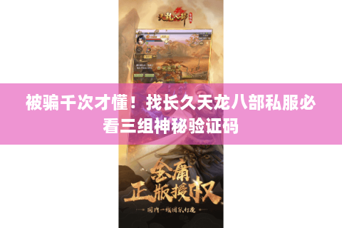 被骗千次才懂！找长久天龙八部私服必看三组神秘验证码