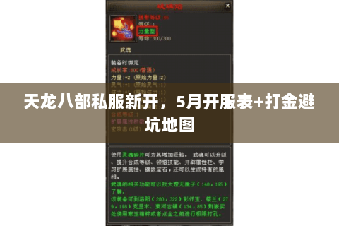 天龙八部私服新开，5月开服表+打金避坑地图
