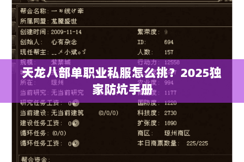 天龙八部单职业私服怎么挑?2025独家防坑手册 天龙八部单职业私服怎么挑?2025独家防坑手册