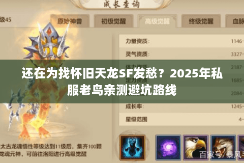 还在为找怀旧天龙SF发愁?2025年私服老鸟亲测避坑路线 还在为找怀旧天龙SF发愁?2025年私服老鸟亲测避坑路线