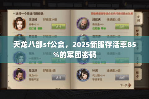 天龙八部sf公会，2025新服存活率85%的军团密码