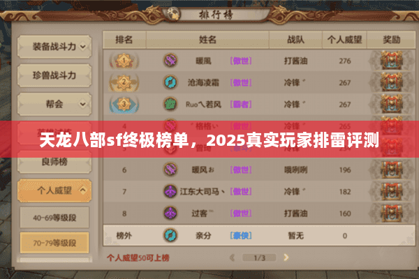 天龙八部sf终极榜单,2025真实玩家排雷评测 天龙八部sf终极榜单,2025真实玩家排雷评测