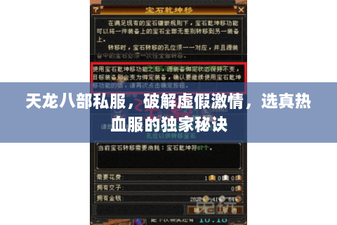 天龙八部私服,破解虚假激情,选真热血服的独家秘诀 天龙八部私服,破解虚假激情,选真热血服的独家秘诀