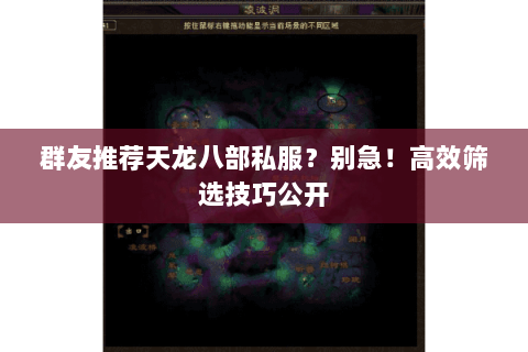 群友推荐天龙八部私服？别急！高效筛选技巧公开