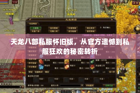 天龙八部私服怀旧版,从官方遗憾到私服狂欢的秘密转折 天龙八部私服怀旧版,从官方遗憾到私服狂欢的秘密转折