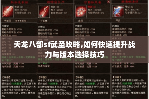 天龙八部sf武圣攻略,如何快速提升战力与版本选择技巧