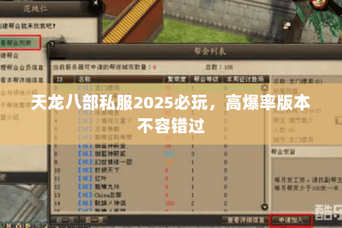 天龙八部私服2025必玩，高爆率版本不容错过