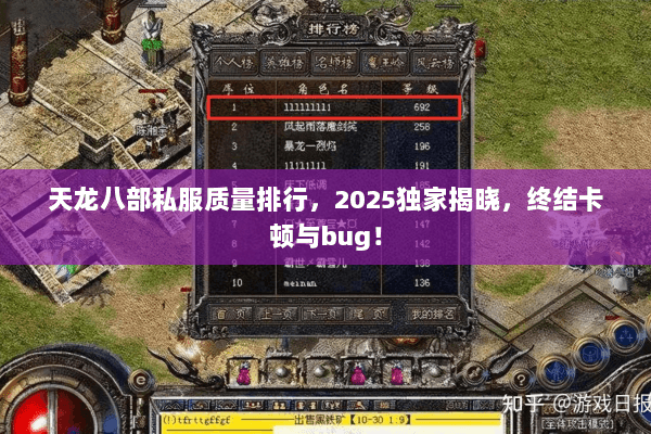 天龙八部私服质量排行，2025独家揭晓，终结卡顿与bug！