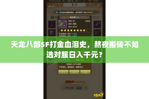 天龙八部SF打金血泪史，熬夜搬砖不如选对服日入千元？