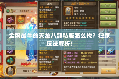 全网最牛的天龙八部私服怎么找？独家玩法解析！