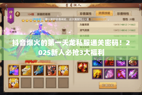 抖音爆火的第一天龙私服通关密码!2025新人必抢3大福利 抖音爆火的第一天龙私服通关密码!2025新人必抢3大福利