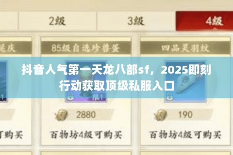 抖音人气第一天龙八部sf，2025即刻行动获取顶级私服入口
