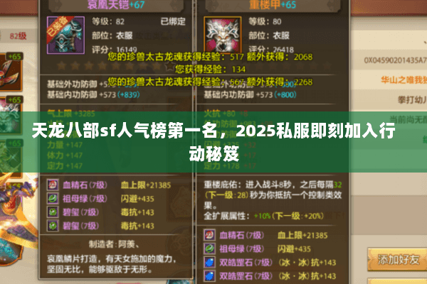 天龙八部sf人气榜第一名，2025私服即刻加入行动秘笈