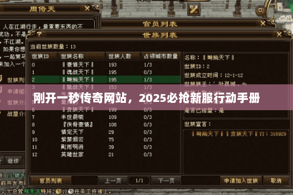 刚开一秒传奇网站,2025必抢新服行动手册 刚开一秒传奇网站,2025必抢新服行动手册