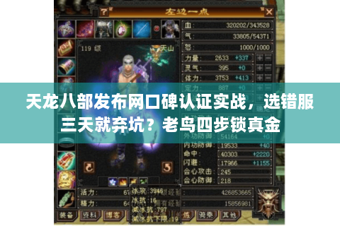 天龙八部发布网口碑认证实战，选错服三天就弃坑？老鸟四步锁真金