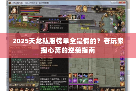 2025天龙私服榜单全是假的？老玩家掏心窝的逆袭指南