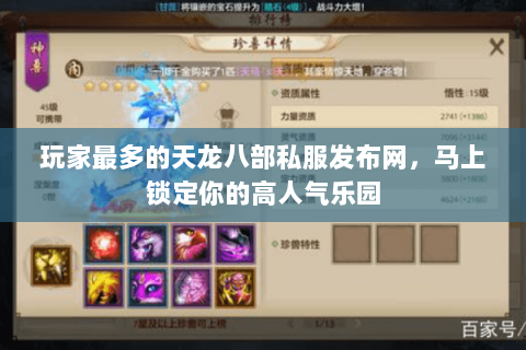 玩家最多的天龙八部私服发布网，马上锁定你的高人气乐园