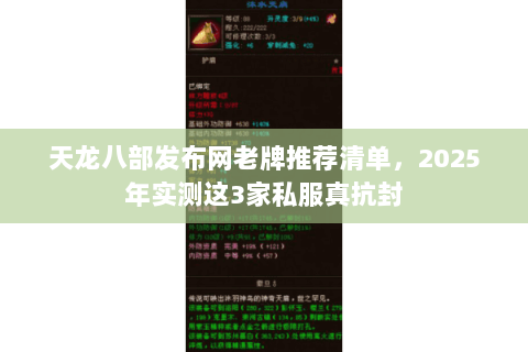 天龙八部发布网老牌推荐清单，2025年实测这3家私服真抗封