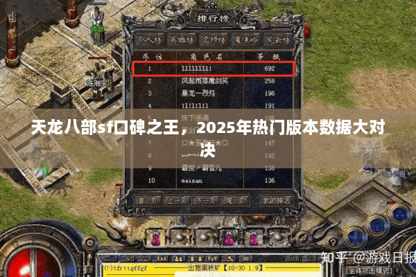 天龙八部sf口碑之王,2025年热门版本数据大对决 天龙八部sf口碑之王,2025年热门版本数据大对决