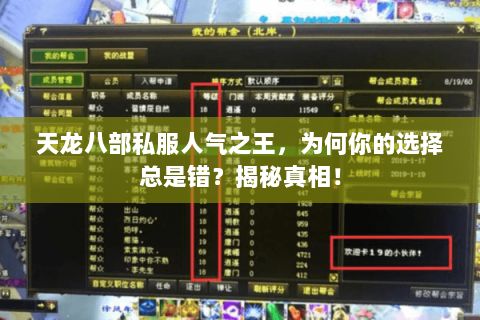 天龙八部私服人气之王,为何你的选择总是错?揭秘真相! 天龙八部私服人气之王,为何你的选择总是错?揭秘真相!