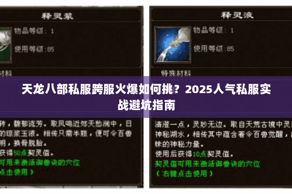 天龙八部私服跨服火爆如何挑?2025人气私服实战避坑指南 天龙八部私服跨服火爆如何挑?2025人气私服实战避坑指南