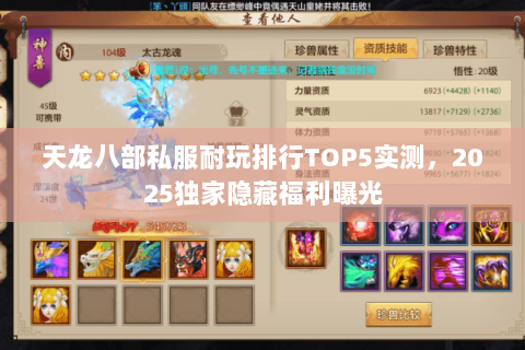 天龙八部私服耐玩排行TOP5实测，2025独家隐藏福利曝光