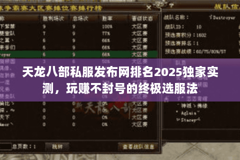 天龙八部私服发布网排名2025独家实测,玩赚不封号的终极选服法 天龙八部私服发布网排名2025独家实测,玩赚不封号的终极选服法