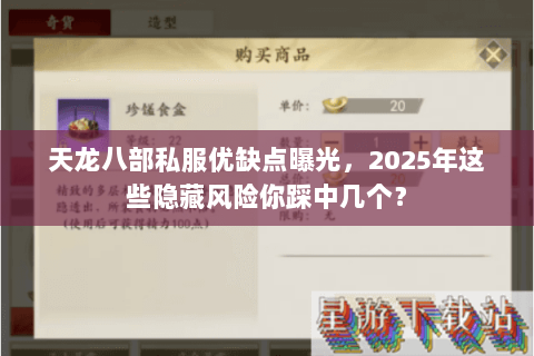 天龙八部私服优缺点曝光,2025年这些隐藏风险你踩中几个? 天龙八部私服优缺点曝光,2025年这些隐藏风险你踩中几个?