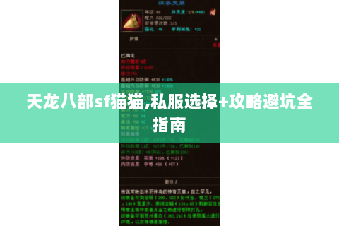 天龙八部sf猫猫,私服选择+攻略避坑全指南 天龙八部sf猫猫,私服选择+攻略避坑全指南