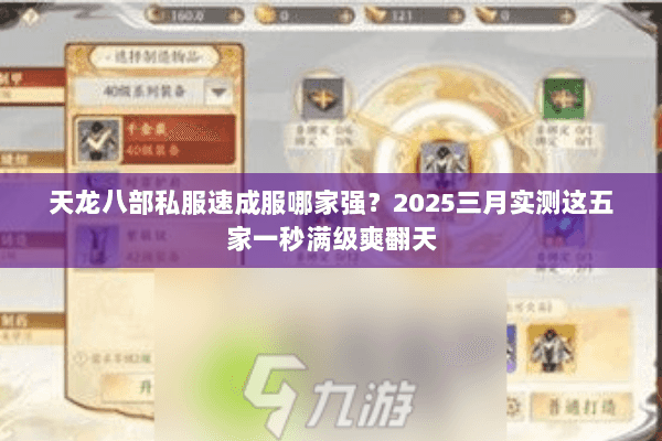 天龙八部私服速成服哪家强？2025三月实测这五家一秒满级爽翻天