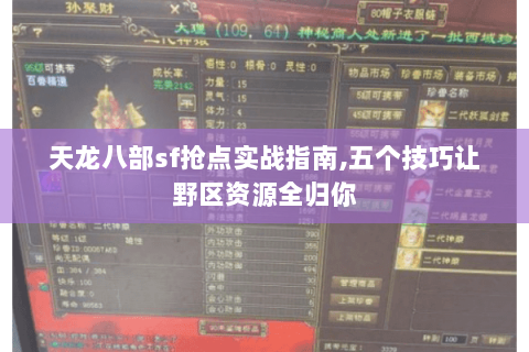 天龙八部sf抢点实战指南,五个技巧让野区资源全归你