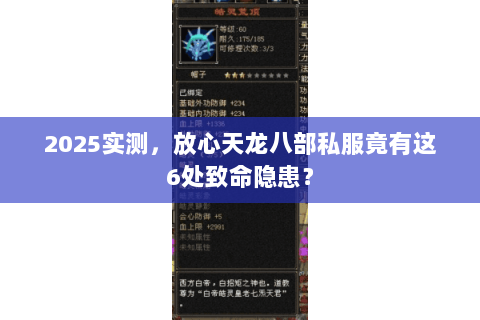 2025实测,放心天龙八部私服竟有这6处致命隐患? 2025实测,放心天龙八部私服竟有这6处致命隐患?