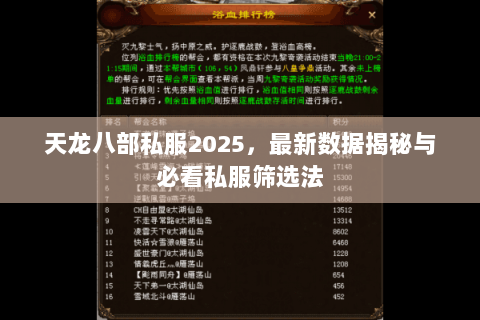 天龙八部私服2025，最新数据揭秘与必看私服筛选法