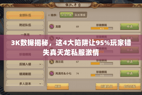 3K数据揭秘，这4大陷阱让95%玩家错失真天龙私服激情