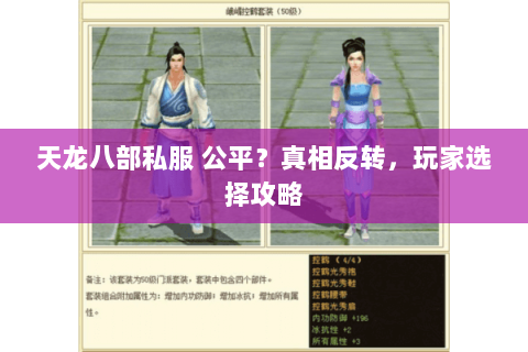 天龙八部私服 公平?真相反转,玩家选择攻略 天龙八部私服 公平?真相反转,玩家选择攻略