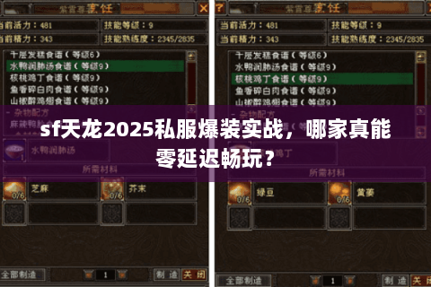 sf天龙2025私服爆装实战，哪家真能零延迟畅玩？