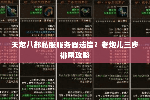 天龙八部私服服务器选错？老炮儿三步排雷攻略