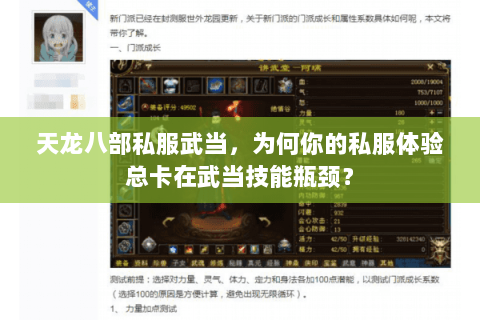 天龙八部私服武当，为何你的私服体验总卡在武当技能瓶颈？