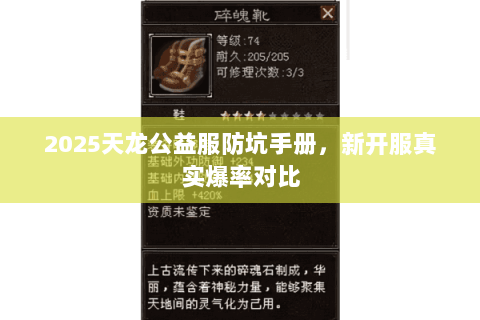2025天龙公益服防坑手册,新开服真实爆率对比 2025天龙公益服防坑手册,新开服真实爆率对比