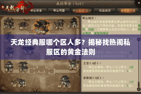 天龙经典服哪个区人多？揭秘找热闹私服区的黄金法则