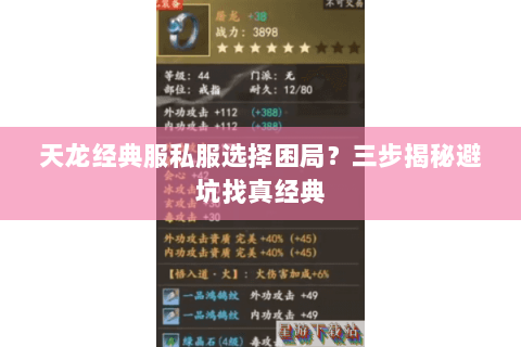 天龙经典服私服选择困局？三步揭秘避坑找真经典