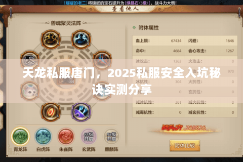 天龙私服唐门,2025私服安全入坑秘诀实测分享 天龙私服唐门,2025私服安全入坑秘诀实测分享