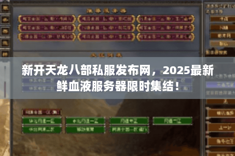 新开天龙八部私服发布网，2025最新鲜血液服务器限时集结！
