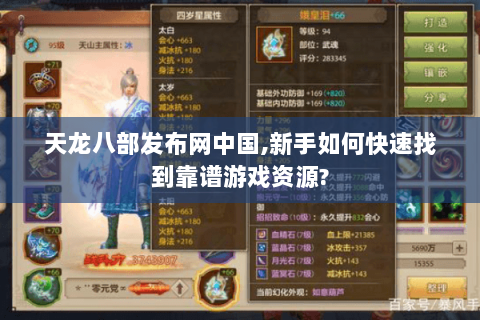 天龙八部发布网中国,新手如何快速找到靠谱游戏资源? 天龙八部发布网中国,新手如何快速找到靠谱游戏资源?