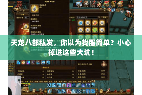 天龙八部私发,你以为找服简单?小心掉进这些大坑! 天龙八部私发,你以为找服简单?小心掉进这些大坑!