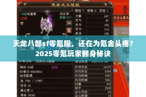 天龙八部sf零氪服，还在为氪金头疼？2025零氪玩家翻身秘诀
