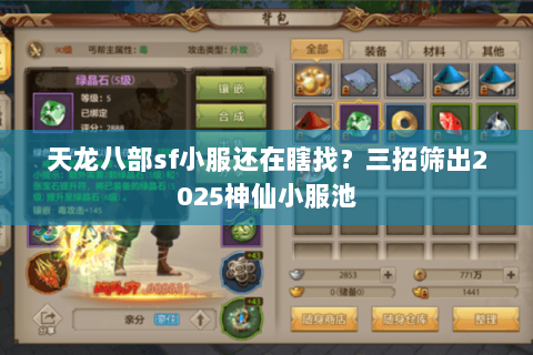 天龙八部sf小服还在瞎找?三招筛出2025神仙小服池 天龙八部sf小服还在瞎找?三招筛出2025神仙小服池