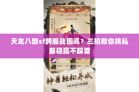 天龙八部sf跨服战困惑？三招教你挑私服稳赢不踩雷