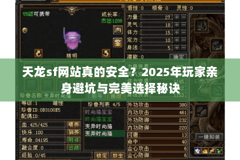 天龙sf网站真的安全?2025年玩家亲身避坑与完美选择秘诀 天龙sf网站真的安全?2025年玩家亲身避坑与完美选择秘诀